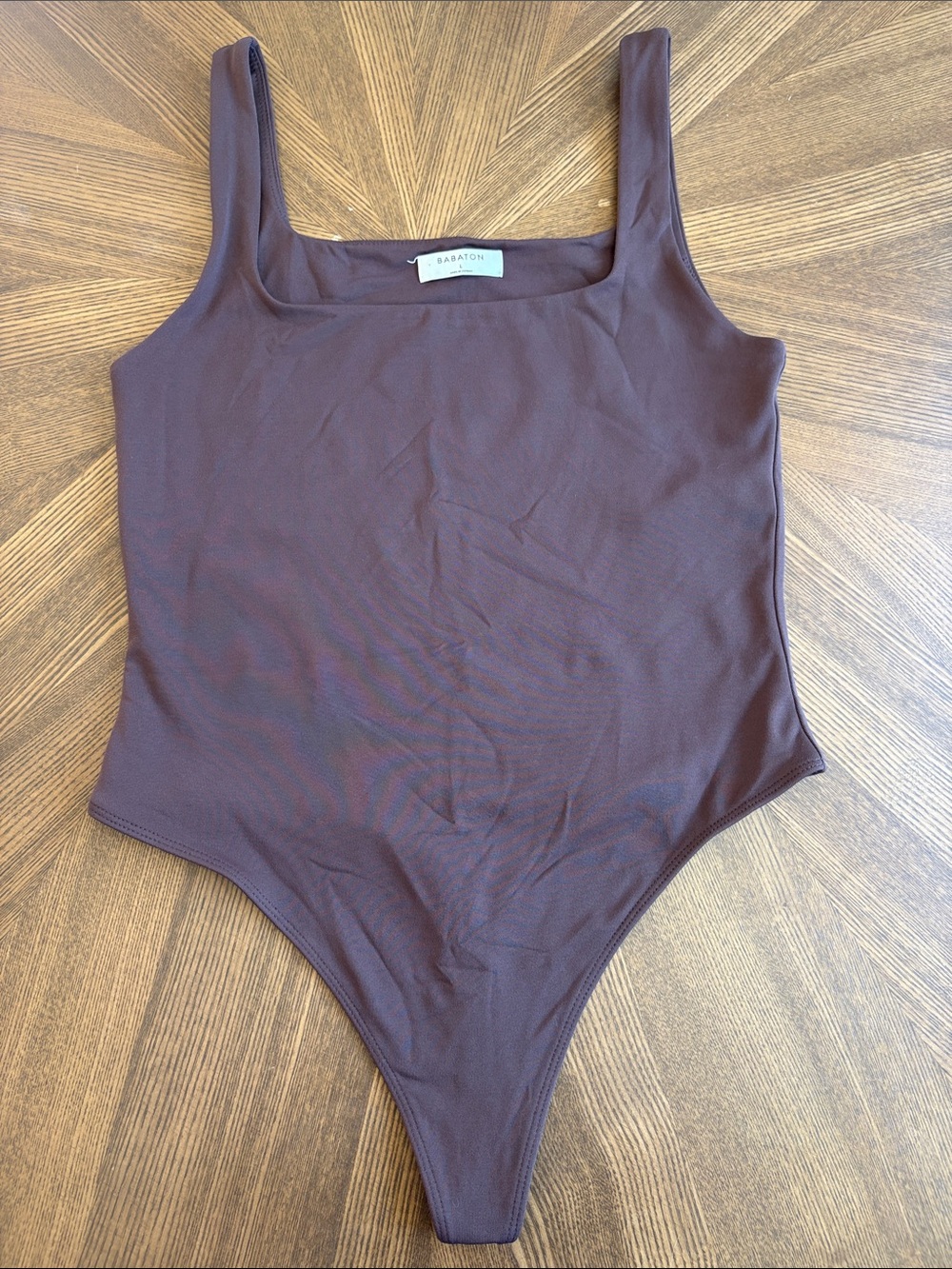 Babaton Brown Square Neck One-Piece Bodysuit